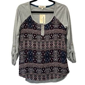 Rewind Womens Flower Print Blouse Size Large NWT